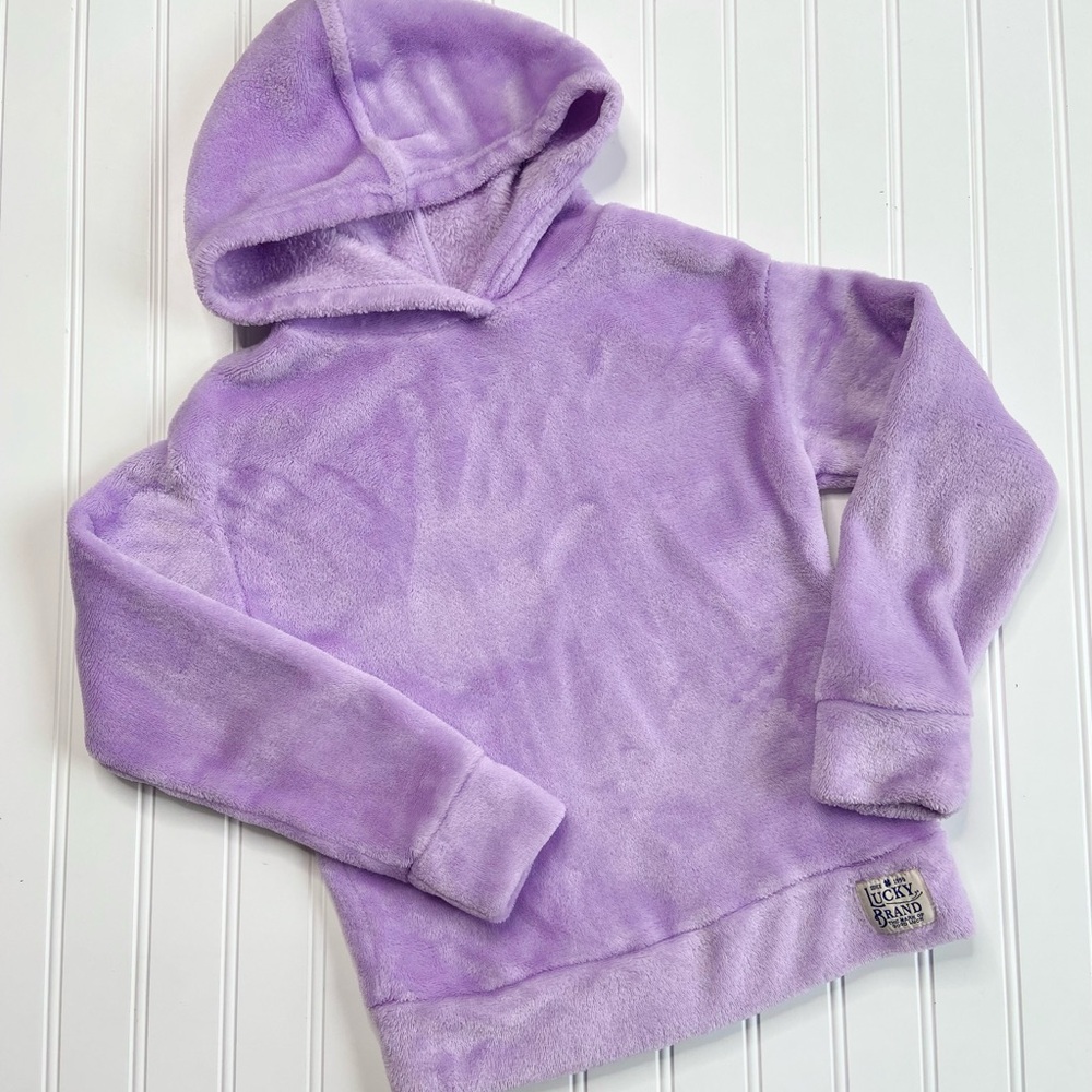 Lucky Brand Girls Lavender Velour Fleece Hoodie – Soft Cozy Pullover Sweatshirt